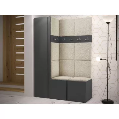 Cipőtartóval és panelekkel ellátott előszobafal 42x42 SELAND 5 - grafit / világos bézs
