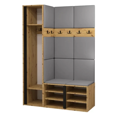 Cipőtartóval és panelekkel ellátott előszobafal 42x42 SELAND 5 - grafit / szürke