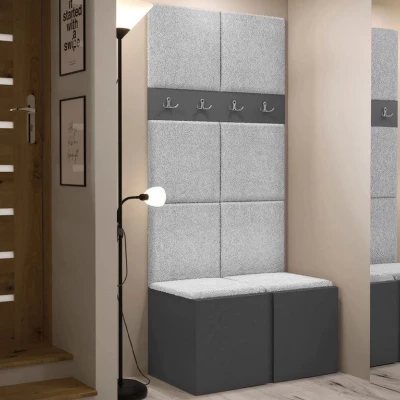 Kárpitozott előszobafal 42x42 SELAND 4 - grafit / szürke