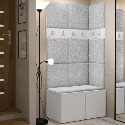 Kárpitozott előszobafal 42x42 SELAND 1 - fehér / szürke