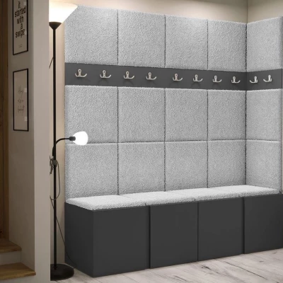 Kárpitozott előszobafal 42x42 SELAND 2 - grafit / szürke