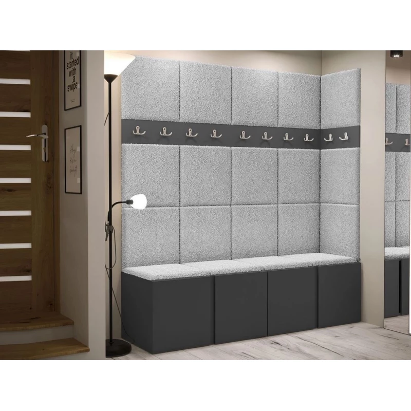 Kárpitozott előszobafal 42x42 SELAND 2 - grafit / szürke
