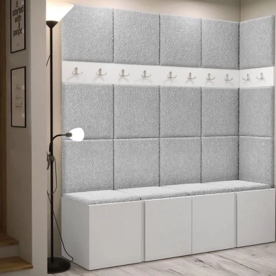 Kárpitozott előszobafal 42x42 SELAND 2 - fehér / szürke