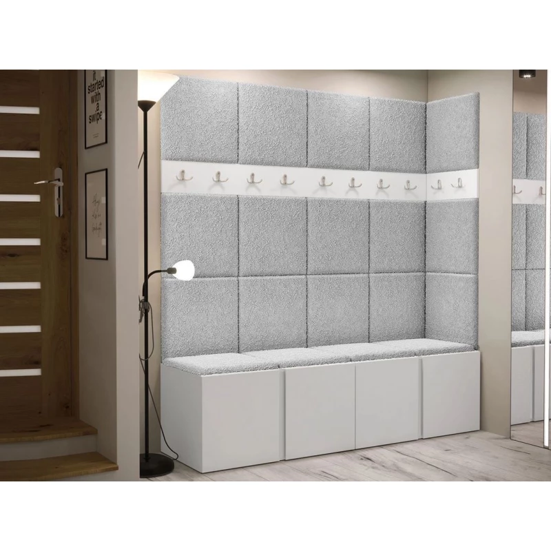Kárpitozott előszobafal 42x42 SELAND 2 - fehér / szürke