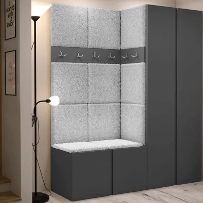 Kárpitozott előszobafal 42x42 SELAND 3 - grafit / szürke