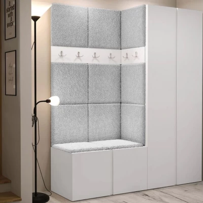 Kárpitozott előszobafal 42x42 SELAND 3 - fehér / szürke
