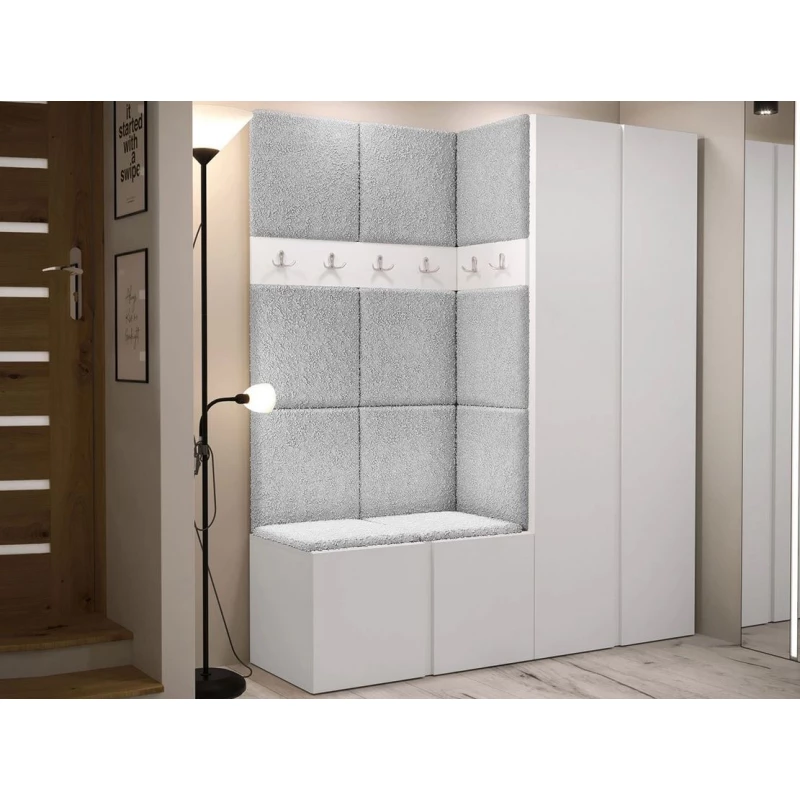 Kárpitozott előszobafal 42x42 SELAND 3 - fehér / szürke