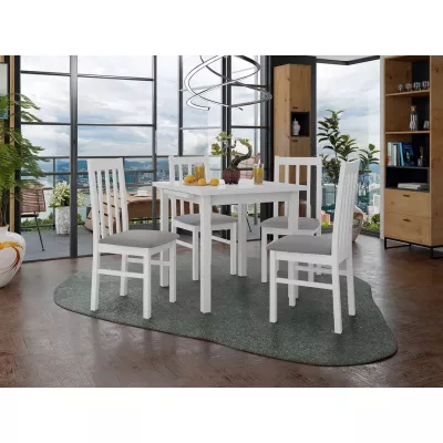 Kihúzható étkezőasztal 80 cm 4 székkel ADELBITE 4 - fehér / szürke