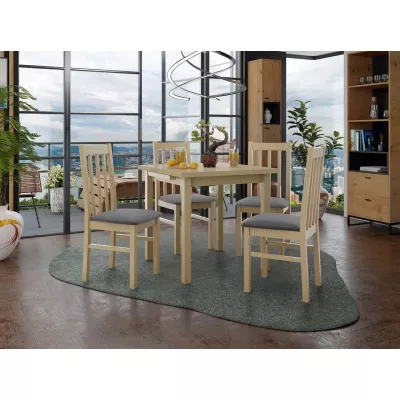 Kihúzható étkezőasztal 80 cm 4 székkel ADELBITE 4 - sonoma tölgy / acélszürke