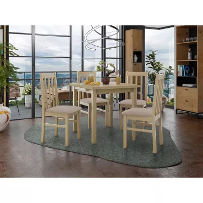 Kihúzható étkezőasztal 80 cm 4 székkel ADELBITE 4 - sonoma tölgy / bézs