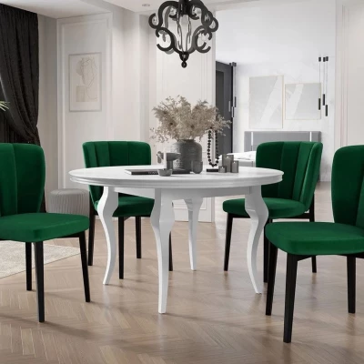 Kihúzható étkezőasztal 120 cm 4 székkel KRAM 2 - fehér / fekete / zöld