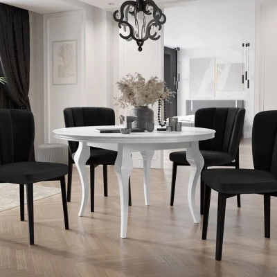 Kihúzható étkezőasztal 120 cm 4 székkel KRAM 2 - fehér / fekete