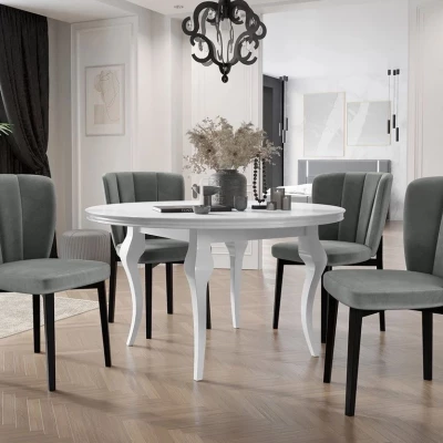 Kihúzható étkezőasztal 120 cm 4 székkel KRAM 2 - fehér / fekete / platina