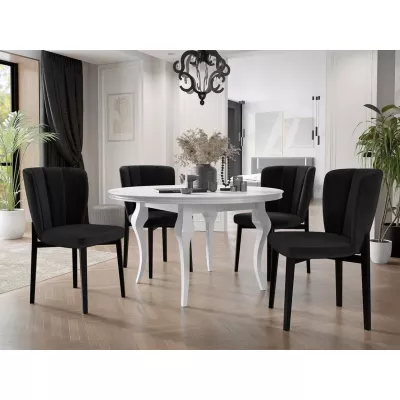 Kihúzható étkezőasztal 100 cm 4 székkel KRAM 2 - fehér / fekete