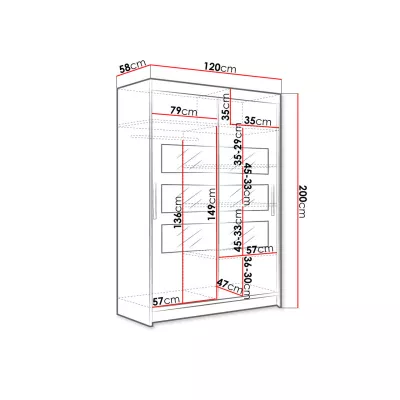 Tükrös szekrény 120 cm GASPARA 5 - fekete