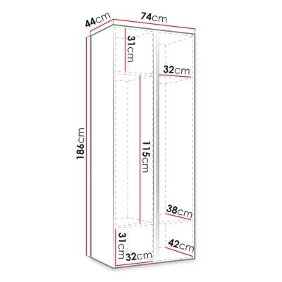 Keskeny előszobaszekrény 74 cm LURDES - fekete