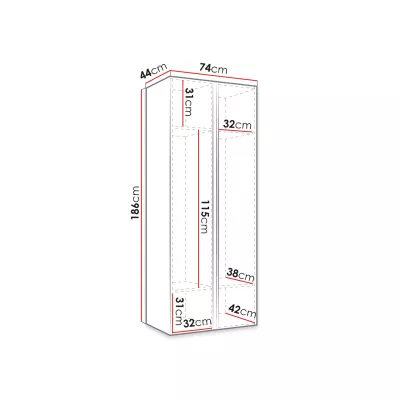 Keskeny előszobaszekrény 74 cm LURDES - fekete