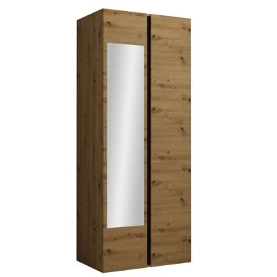 Tükrös szekrény előszobába 74 cm SELAND - artisan tölgy / fekete