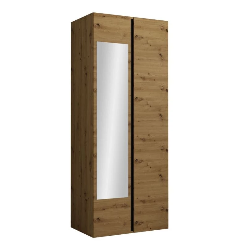 Tükrös szekrény előszobába 74 cm SELAND - artisan tölgy / fekete