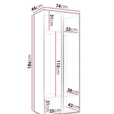 Tükrös szekrény előszobába 74 cm SELAND - fehér