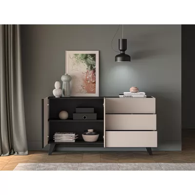 Kombinált fiókos komód CHARLOTTE - kasmír / fekete
