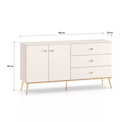 Széles kombinált komód LUNA - kasmír / arany