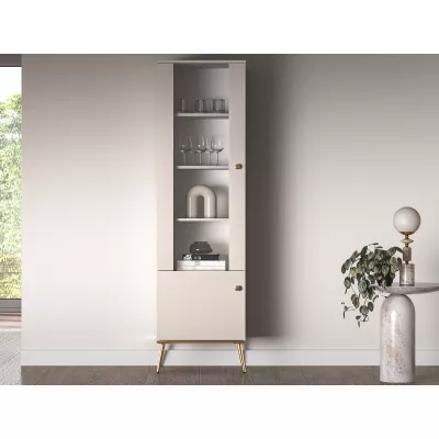 Keskeny üvegvitrin LUNA - kasmír / arany