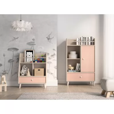 OLIVIA gyerekszobai polc fiókkal - bézs / rózsaszín