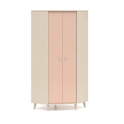 OLIVIA gyerekszobába való sarokszekrény 80 cm - bézs / rózsaszín