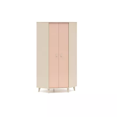 OLIVIA gyerekszobába való sarokszekrény 80 cm - bézs / rózsaszín
