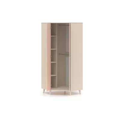 OLIVIA gyerekszobába való sarokszekrény 80 cm - bézs / rózsaszín