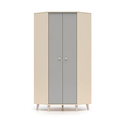 OLIVIA gyerekszobába való sarokszekrény 80 cm - bézs / szürke