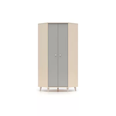 OLIVIA gyerekszobába való sarokszekrény 80 cm - bézs / szürke