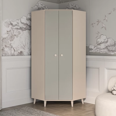 OLIVIA gyerekszobába való sarokszekrény 80 cm - bézs / szürke