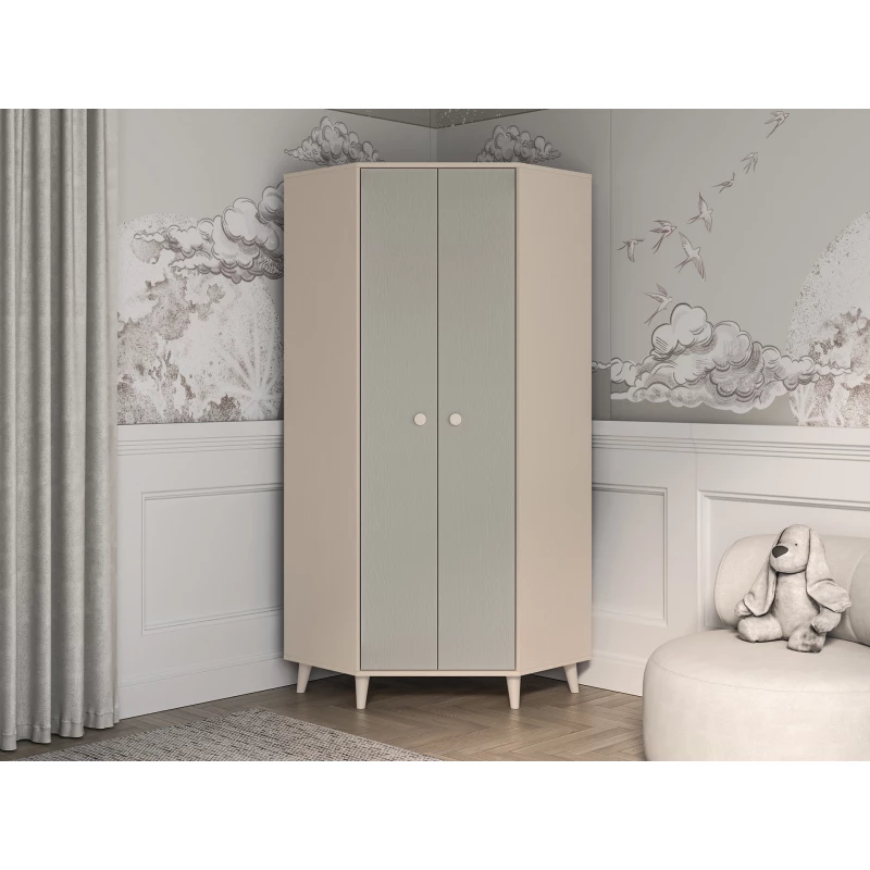 OLIVIA gyerekszobába való sarokszekrény 80 cm - bézs / szürke
