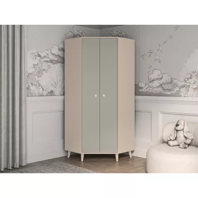 OLIVIA gyerekszobába való sarokszekrény 80 cm - bézs / szürke