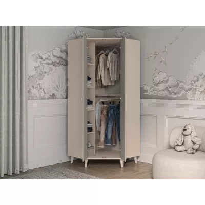 OLIVIA gyerekszobába való sarokszekrény 80 cm - bézs / szürke