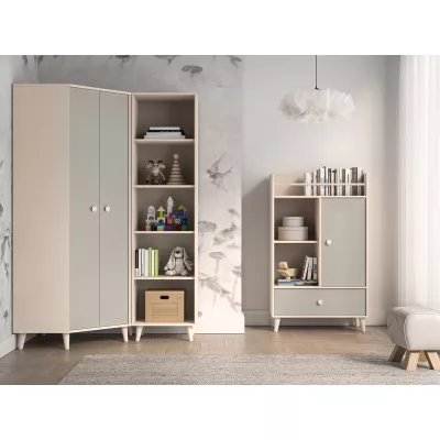 OLIVIA gyerekszobába való sarokszekrény 80 cm - bézs / szürke