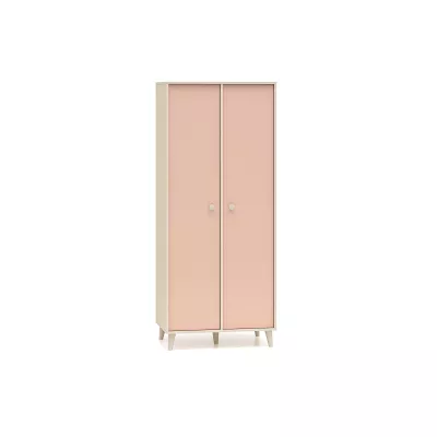 Kétajtós szekrény 80 cm gyerekszobába OLIVIA - bézs / rózsaszín