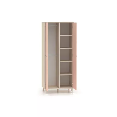 Kétajtós szekrény 80 cm gyerekszobába OLIVIA - bézs / rózsaszín