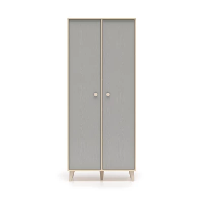 Kétajtós szekrény 80 cm gyerekszobába OLIVIA - bézs / szürke