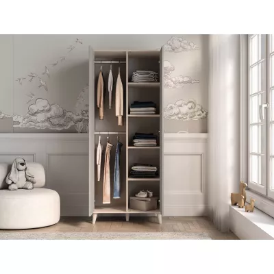 Kétajtós szekrény 80 cm gyerekszobába OLIVIA - bézs / szürke