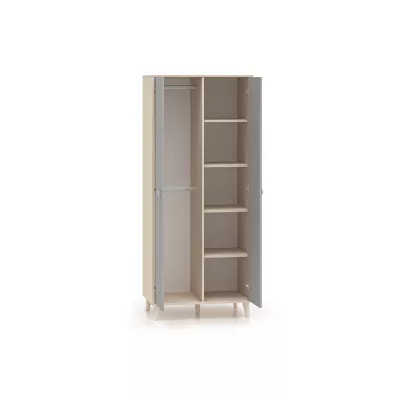 Kétajtós szekrény 80 cm gyerekszobába OLIVIA - bézs / szürke