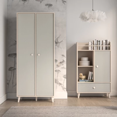 Kétajtós szekrény 80 cm gyerekszobába OLIVIA - bézs / szürke