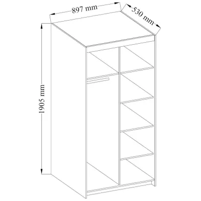 PILINA gardrób 90x190 tükörrel - lefkas tölgy