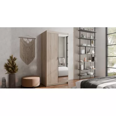 PILINA gardrób 90x190 tükörrel - sonoma tölgy