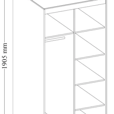 PILINA gardrób 90x190 tükörrel - sonoma tölgy
