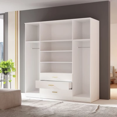 Kombinált szekrény 200 cm HENDRUM - fehér