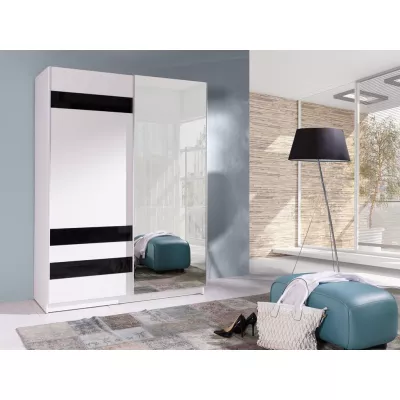 Tükrös gardrób 150 cm WADENA 7 - fehér / fekete