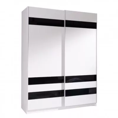 150 cm-es gardróbszekrény tolóajtókkal WADENA 8 - fehér / fekete
